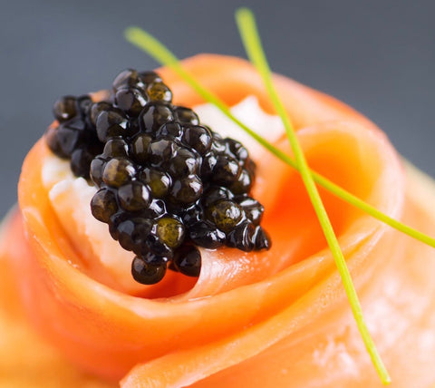 caviar on smoked salmon